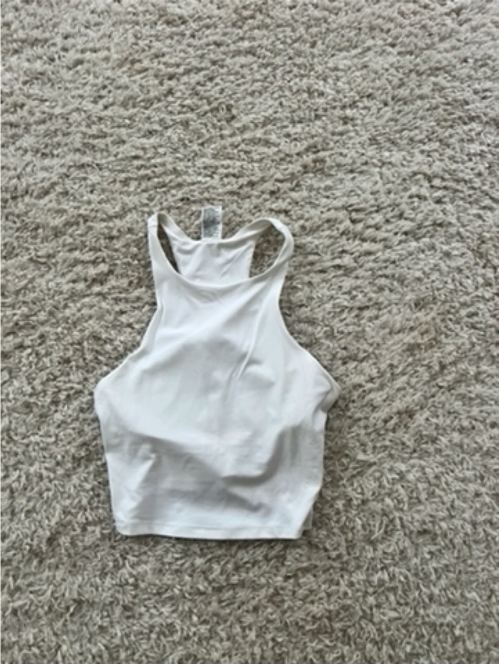 all in motion White High-Neck Racerback Crop Tank